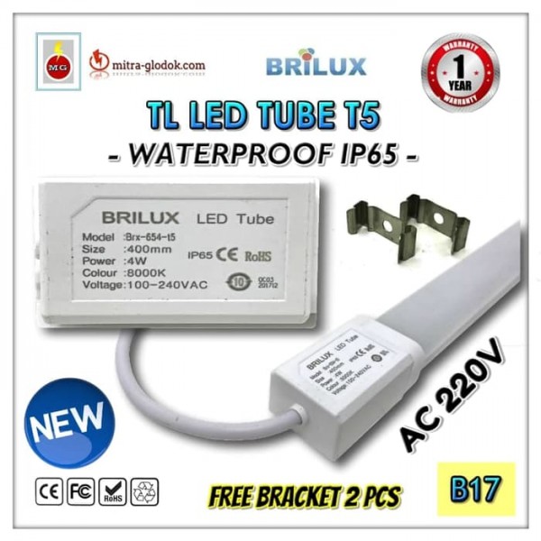 LED Neon Pendek TL T5 Tube 4W 40 cm | Brilux - Single E (Waterproof)
